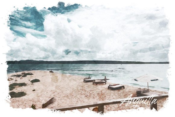 Anguilla Watercolor Poster & Illustrations