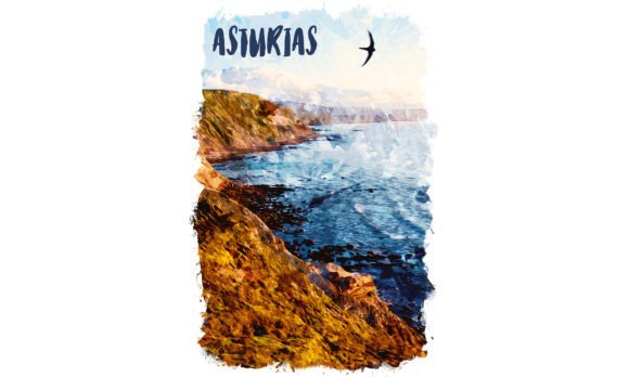 Asturias Europe Watercolor Poster & Illustrations