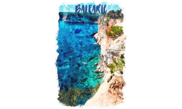 Balearic Europe Watercolor Poster & Illustrations