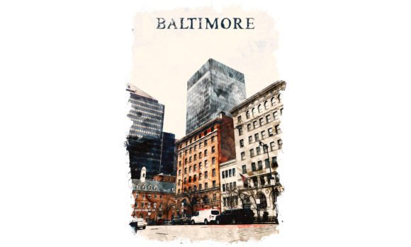 Baltimore U.S.A. Watercolor Poster: A Visual Design Asset for Content Publishers