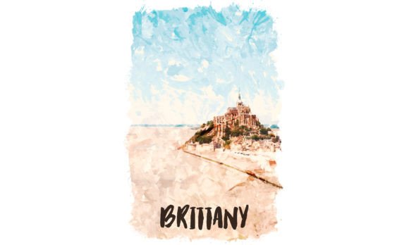 Brittany Europe Watercolor Poster & Illustrations