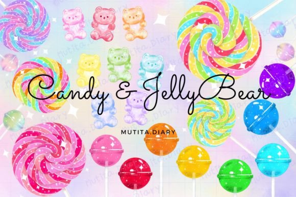 Candy Jellybear Watercolor Clipart Set: Sweet, Playful Illustrations for Local Branding