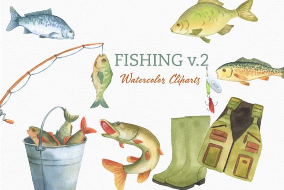 Fishing Watercolor Clipart Fish River: A Fresh Illustration for Local Branding Projects