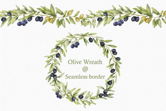 Olive Floral Watercolor Wreath Border Illustrations for Authentic Branding