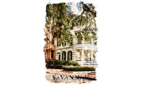 Savannah USA Watercolor Poster: A Soft, Story-Driven Illustration for Brand Storytelling