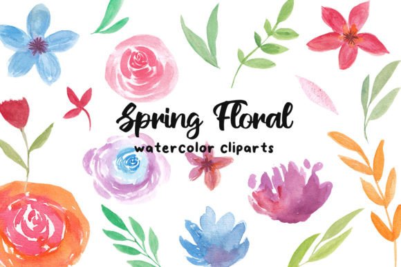 Spring Watercolor Clipart-Spring Floral Illustrations