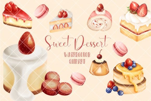 Sweet Dessert Watercolor Illustrations