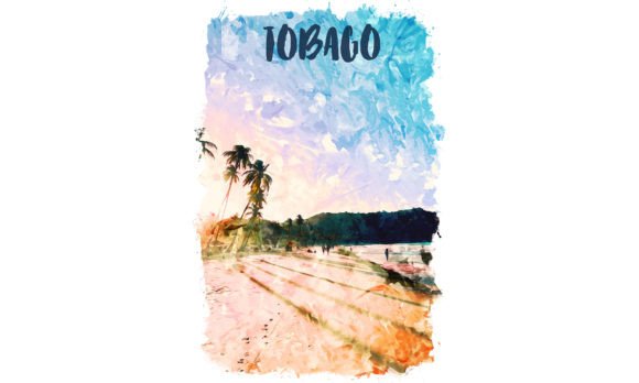 Tobago Caribbean Watercolor Poster & Illustrations