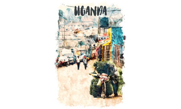 Uganda Africa Watercolor Poster & Illustrations