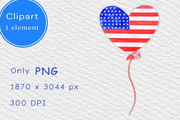 Watercolor American Balloon Illustrations for Digital Sellers