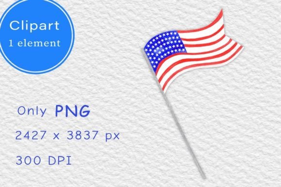 Watercolor American Flag Clipart PNG for Real Design Projects