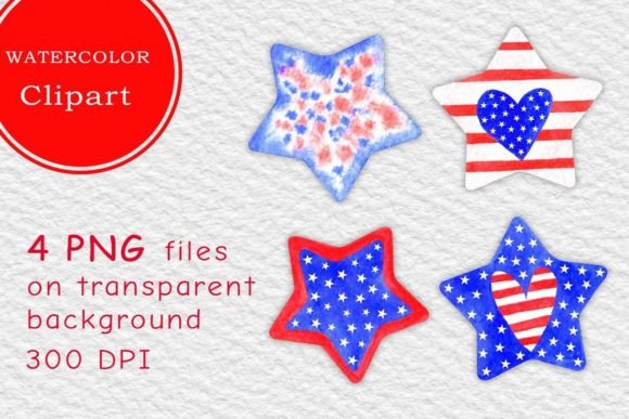 Watercolor American Stars Clipart for Crafting & Handmade Business