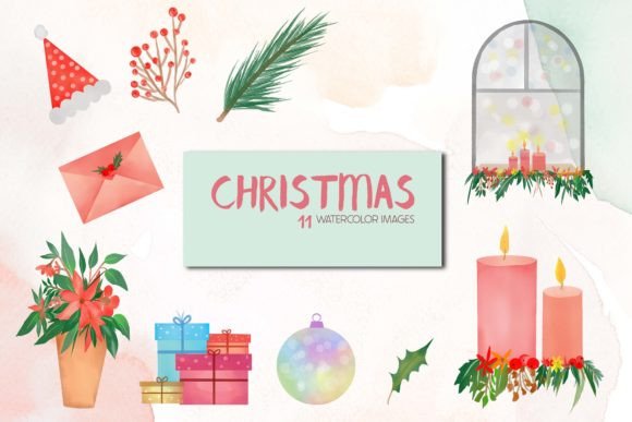 Watercolor Christmas Decor Illustrations for Blog & Content Design